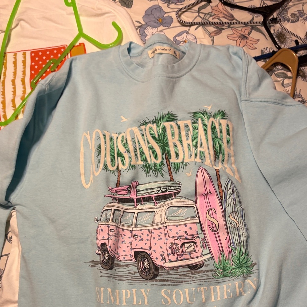 Simply Southern Kids Cousins Beach Sweatshirt - Light Blue